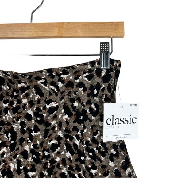 NWT Classic Concepts Mini Skirt Womens LP Brown Leopard Print Knit A-Line Y2K - Picture 2 of 4